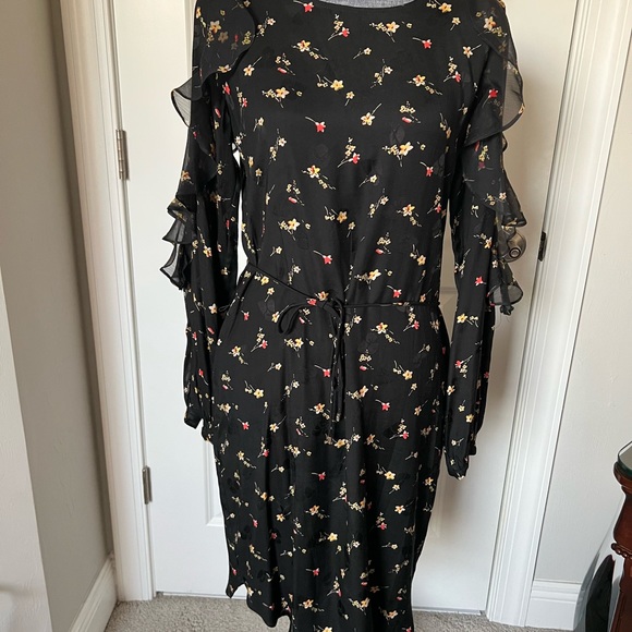 Lauren Ralph Lauren Tahiya Floral Print Dress Ruffle Long Sleeve Viscose Sz 6 . - Picture 7 of 14